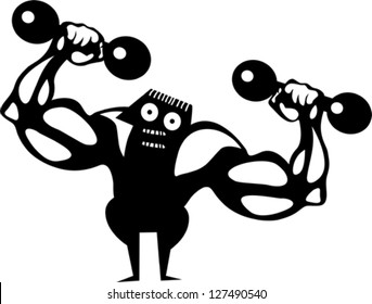 Funny cartoon bodybuilder