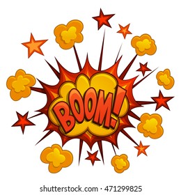 Funny cartoon boom and comic book explosion. Vector illustration.