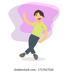 Funny cartoon boy dancing vector 