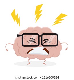 funny cartoon brain is angry