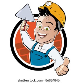 funny cartoon bricklayer