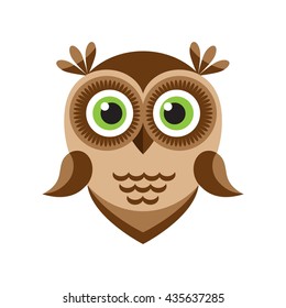 Funny cartoon brown owl icon