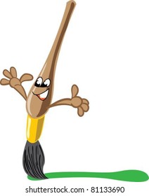 Funny cartoon brush painting a line