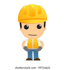 funny cartoon builder in various poses for use in advertising, presentations, brochures, blogs, documents and forms, etc.