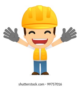 funny cartoon builder in various poses for use in advertising, presentations, brochures, blogs, documents and forms, etc.