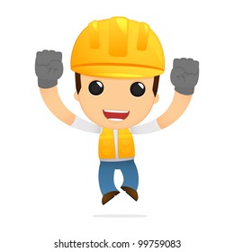 funny cartoon builder in various poses for use in advertising, presentations, brochures, blogs, documents and forms, etc.
