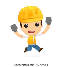 funny cartoon builder in various poses for use in advertising, presentations, brochures, blogs, documents and forms, etc.