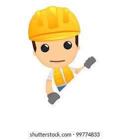 funny cartoon builder in various poses for use in advertising, presentations, brochures, blogs, documents and forms, etc.