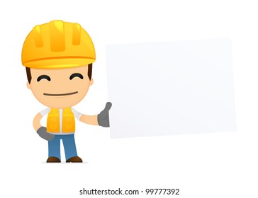 funny cartoon builder in various poses for use in advertising, presentations, brochures, blogs, documents and forms, etc.