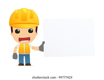 funny cartoon builder in various poses for use in advertising, presentations, brochures, blogs, documents and forms, etc.