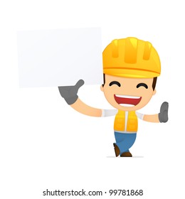 funny cartoon builder in various poses for use in advertising, presentations, brochures, blogs, documents and forms, etc.