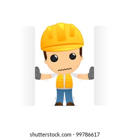 funny cartoon builder in various poses for use in advertising, presentations, brochures, blogs, documents and forms, etc.