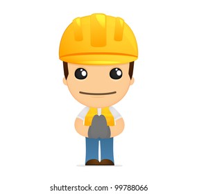 funny cartoon builder in various poses for use in advertising, presentations, brochures, blogs, documents and forms, etc.