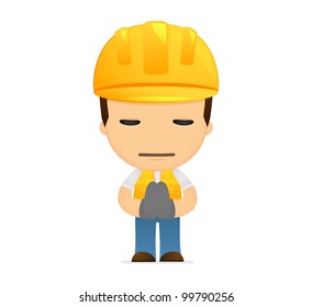 funny cartoon builder in various poses for use in advertising, presentations, brochures, blogs, documents and forms, etc.