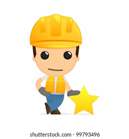 funny cartoon builder in various poses for use in advertising, presentations, brochures, blogs, documents and forms, etc.