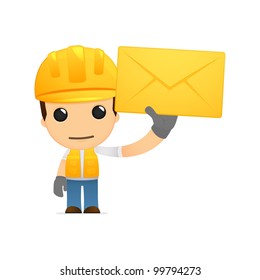 funny cartoon builder in various poses for use in advertising, presentations, brochures, blogs, documents and forms, etc.