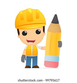 funny cartoon builder in various poses for use in advertising, presentations, brochures, blogs, documents and forms, etc.
