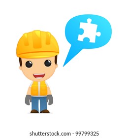 funny cartoon builder in various poses for use in advertising, presentations, brochures, blogs, documents and forms, etc.
