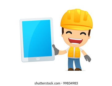 funny cartoon builder in various poses for use in advertising, presentations, brochures, blogs, documents and forms, etc.