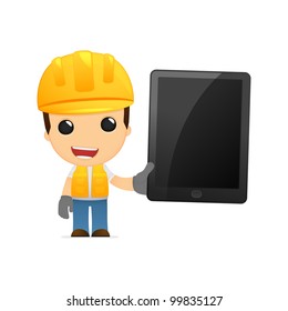 funny cartoon builder in various poses for use in advertising, presentations, brochures, blogs, documents and forms, etc.