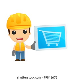 funny cartoon builder in various poses for use in advertising, presentations, brochures, blogs, documents and forms, etc.