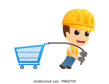 funny cartoon builder in various poses for use in advertising, presentations, brochures, blogs, documents and forms, etc.