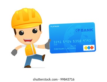 funny cartoon builder in various poses for use in advertising, presentations, brochures, blogs, documents and forms, etc.