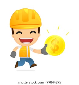 funny cartoon builder in various poses for use in advertising, presentations, brochures, blogs, documents and forms, etc.