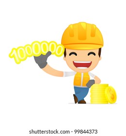 funny cartoon builder in various poses for use in advertising, presentations, brochures, blogs, documents and forms, etc.