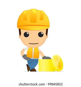 funny cartoon builder in various poses for use in advertising, presentations, brochures, blogs, documents and forms, etc.