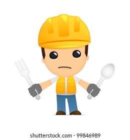 funny cartoon builder in various poses for use in advertising, presentations, brochures, blogs, documents and forms, etc.