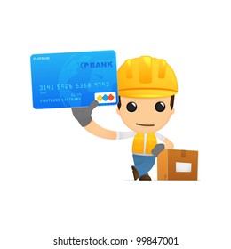 funny cartoon builder in various poses for use in advertising, presentations, brochures, blogs, documents and forms, etc.