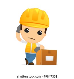 funny cartoon builder in various poses for use in advertising, presentations, brochures, blogs, documents and forms, etc.