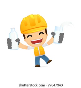 funny cartoon builder in various poses for use in advertising, presentations, brochures, blogs, documents and forms, etc.