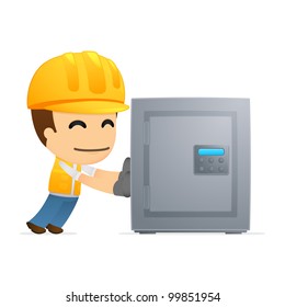 funny cartoon builder in various poses for use in advertising, presentations, brochures, blogs, documents and forms, etc.