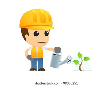 funny cartoon builder in various poses for use in advertising, presentations, brochures, blogs, documents and forms, etc.