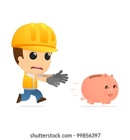 funny cartoon builder in various poses for use in advertising, presentations, brochures, blogs, documents and forms, etc.