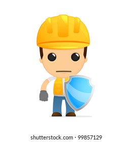 funny cartoon builder in various poses for use in advertising, presentations, brochures, blogs, documents and forms, etc.