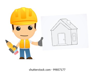 funny cartoon builder in various poses for use in advertising, presentations, brochures, blogs, documents and forms, etc.