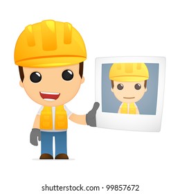 funny cartoon builder in various poses for use in advertising, presentations, brochures, blogs, documents and forms, etc.