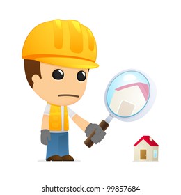 funny cartoon builder in various poses for use in advertising, presentations, brochures, blogs, documents and forms, etc.