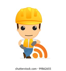 funny cartoon builder in various poses for use in advertising, presentations, brochures, blogs, documents and forms, etc.