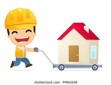 funny cartoon builder in various poses for use in advertising, presentations, brochures, blogs, documents and forms, etc.