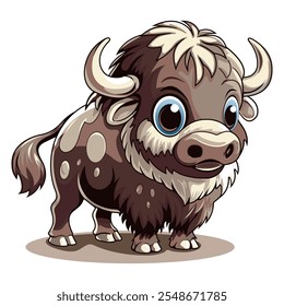 Funny cartoon bull. A character for animation. A stylized animal. Vector illustration in a flat style. A template for decorating games, icons, logos, stickers, clothes and souvenirs. 