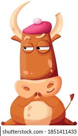 Funny cartoon bull simbol 2021 Vector illustration of funny bull simbol 2021
