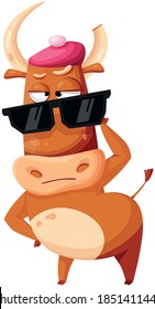 Funny cartoon bull simbol 2021 Vector illustration of funny bull simbol 2021