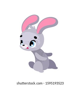 Funny cartoon bunny. Cute animal. Vector illustration for postcard, posters, nursery design, greeting card, stickers or room decor, nursery t-shirt, kids apparel, invitation, book 
