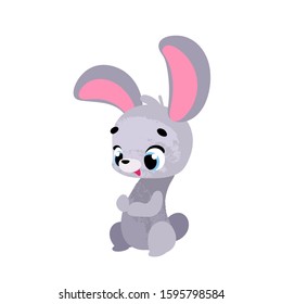Funny cartoon bunny. Cute animal. Vector illustration for postcard, posters, nursery design, greeting card, stickers or room decor, nursery t-shirt, kids apparel, invitation, book 