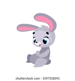 Funny cartoon bunny. Cute animal. Vector illustration for postcard, posters, nursery design, greeting card, stickers or room decor, nursery t-shirt, kids apparel, invitation, book 