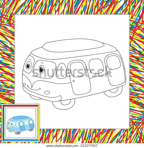 Funny cartoon bus. Coloring book for\
children. Vector\
illustration